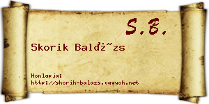 Skorik Balázs névjegykártya